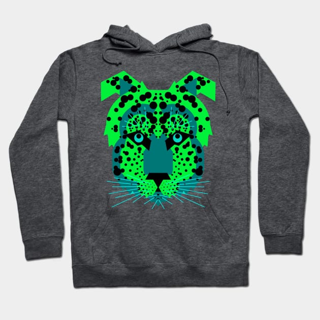 Cheetah Face, Neon Green Hoodie by AnimalMagic